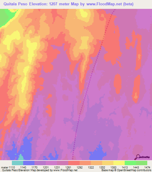 Quitala Peso,Angola Elevation Map