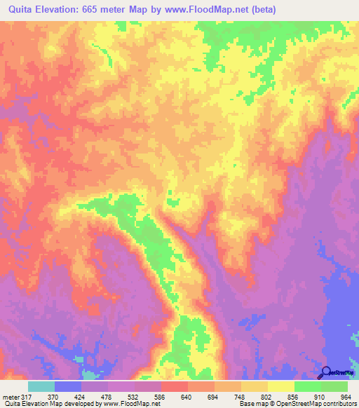 Quita,Angola Elevation Map