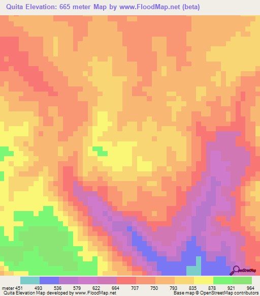 Quita,Angola Elevation Map