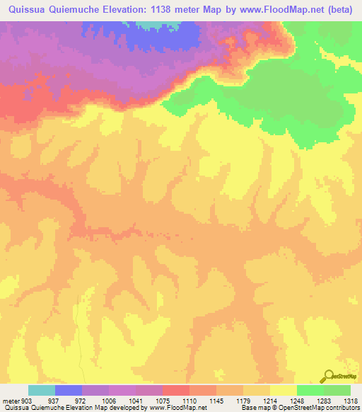 Quissua Quiemuche,Angola Elevation Map