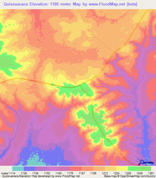 Quissuacaca,Angola Elevation Map