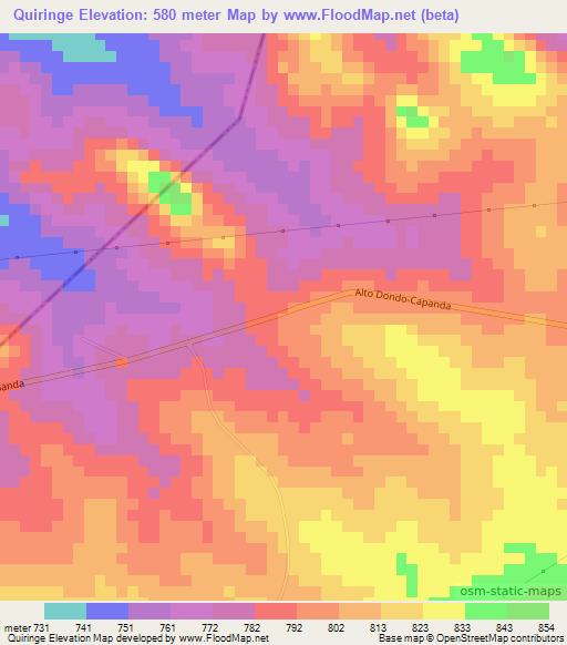 Quiringe,Angola Elevation Map
