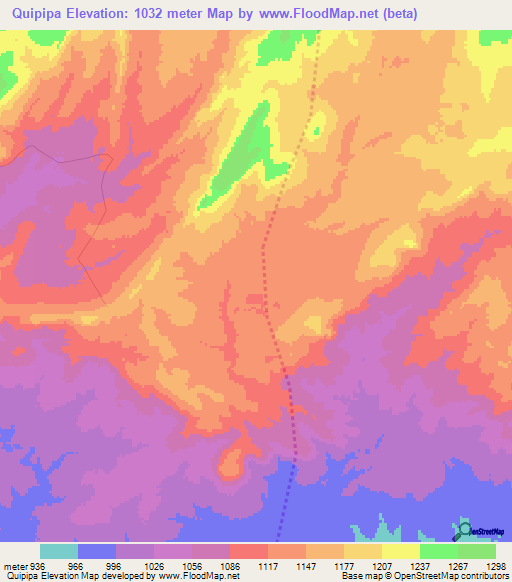 Quipipa,Angola Elevation Map