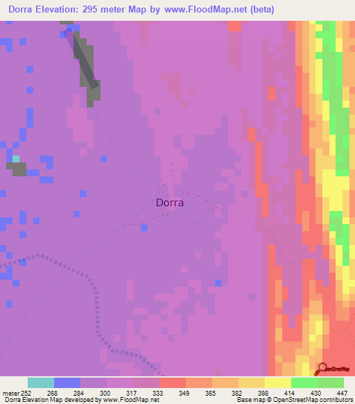 Dorra,Djibouti Elevation Map
