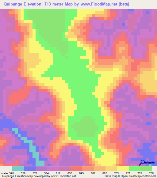 Quipange,Angola Elevation Map