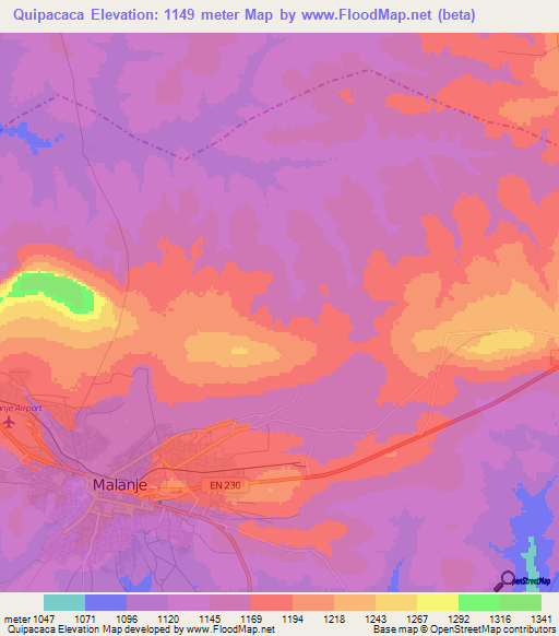 Quipacaca,Angola Elevation Map
