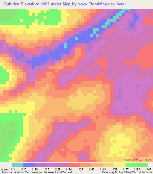 Quinjica,Angola Elevation Map