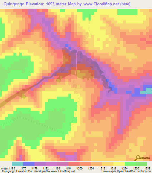 Quingongo,Angola Elevation Map