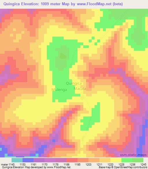 Quingica,Angola Elevation Map