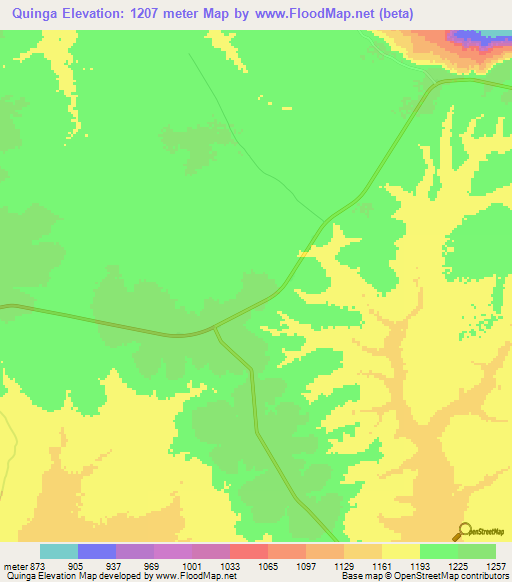 Quinga,Angola Elevation Map