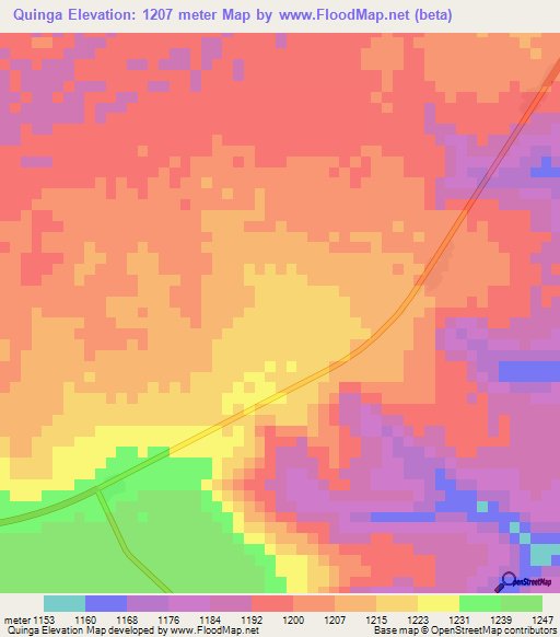 Quinga,Angola Elevation Map