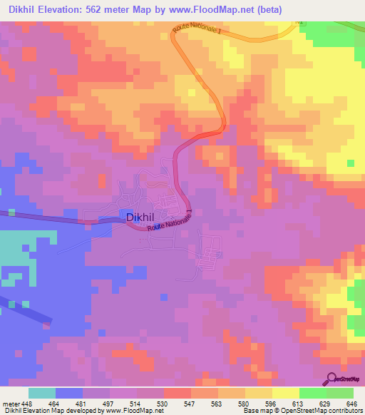 Dikhil,Djibouti Elevation Map