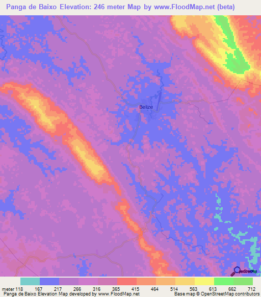 Panga de Baixo,Angola Elevation Map
