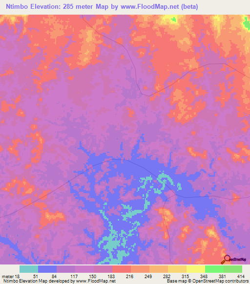 Ntimbo,Angola Elevation Map