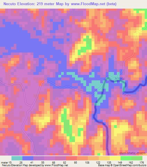 Necuto,Angola Elevation Map