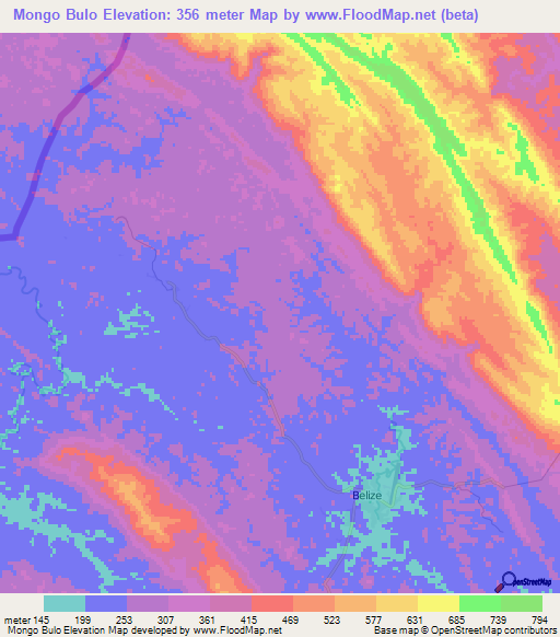 Mongo Bulo,Angola Elevation Map