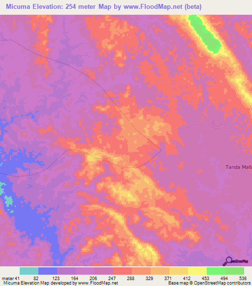 Micuma,Angola Elevation Map
