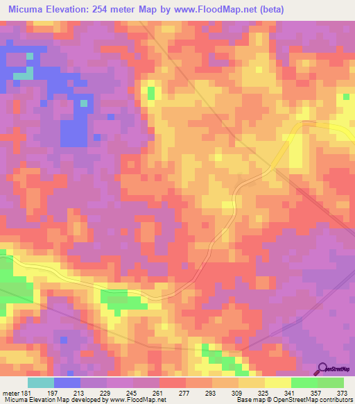 Micuma,Angola Elevation Map