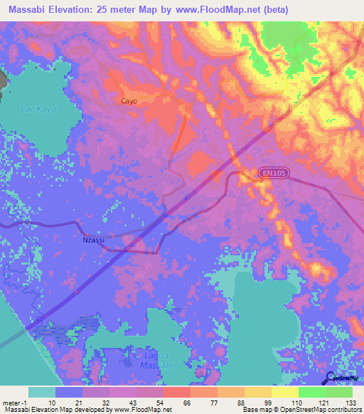 Massabi,Angola Elevation Map