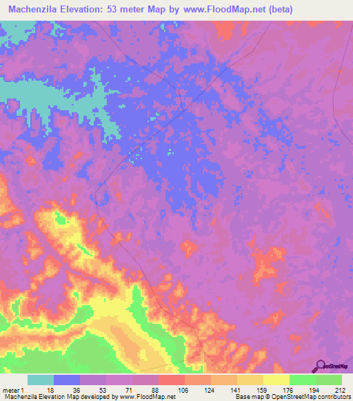 Machenzila,Angola Elevation Map