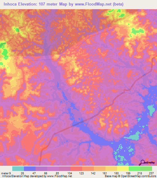 Inhoca,Angola Elevation Map