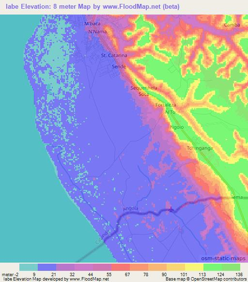 Iabe,Angola Elevation Map