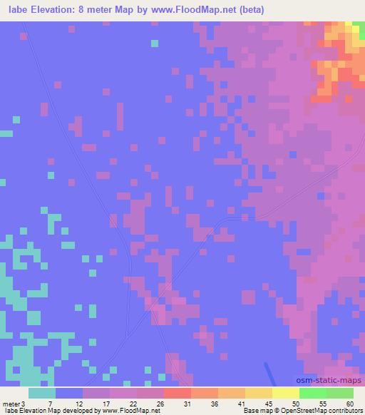 Iabe,Angola Elevation Map