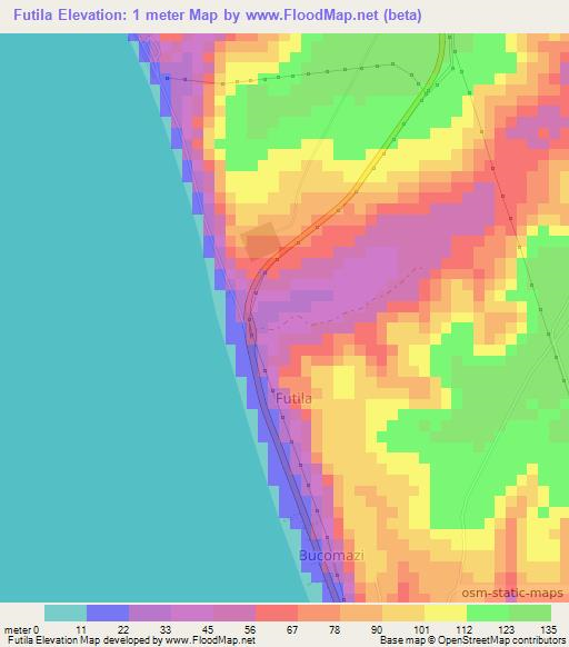 Futila,Angola Elevation Map