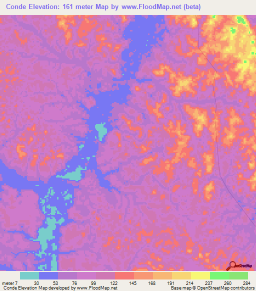 Conde,Angola Elevation Map