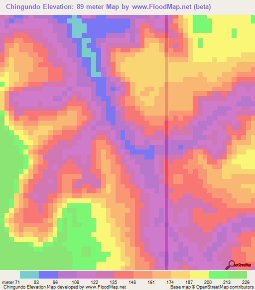Chingundo,Angola Elevation Map
