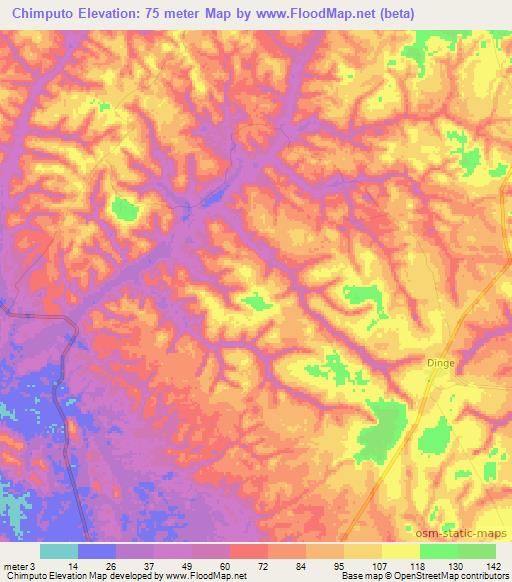Chimputo,Angola Elevation Map
