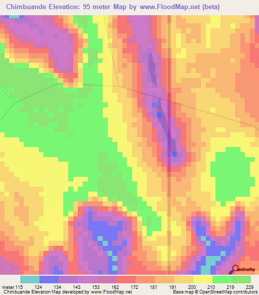 Chimbuande,Angola Elevation Map