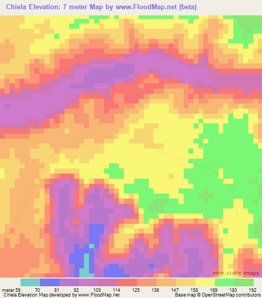 Chiela,Angola Elevation Map