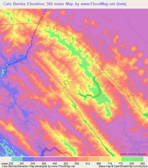 Caio Bemba,Angola Elevation Map