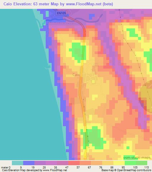 Caio,Angola Elevation Map