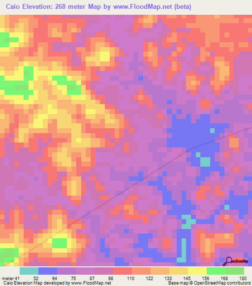 Caio,Angola Elevation Map