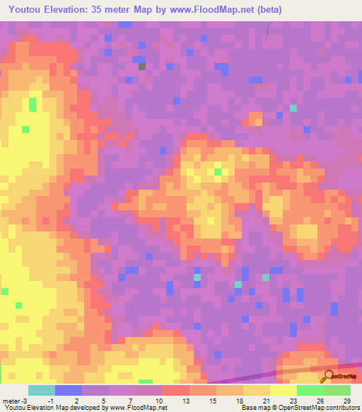 Youtou,Senegal Elevation Map