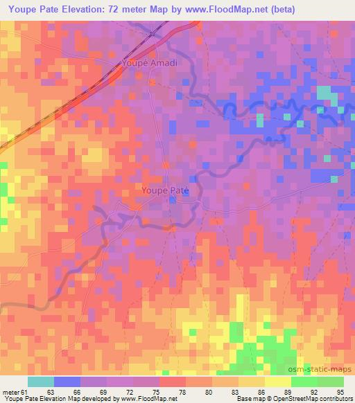 Youpe Pate,Senegal Elevation Map
