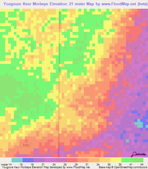 Yougoure Keur Morbeye,Senegal Elevation Map