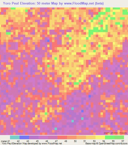 Yoro Peul,Senegal Elevation Map