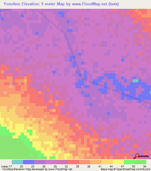 Yonofere,Senegal Elevation Map