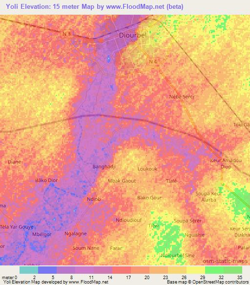 Yoli,Senegal Elevation Map
