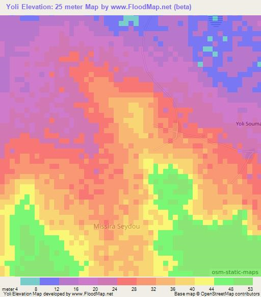 Yoli,Senegal Elevation Map