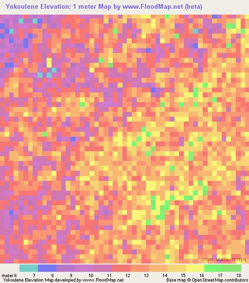 Yokoulene,Senegal Elevation Map