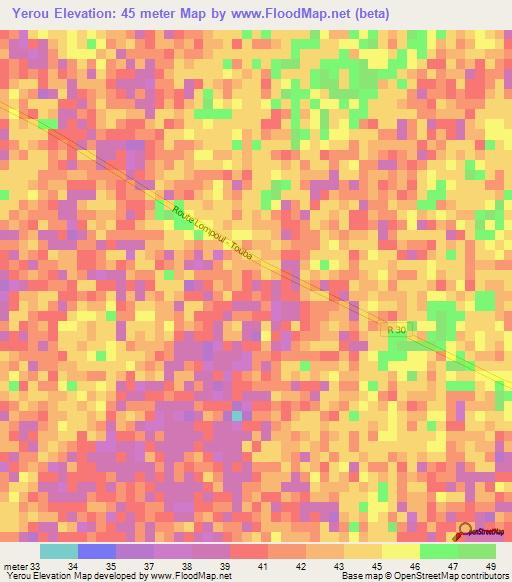 Yerou,Senegal Elevation Map