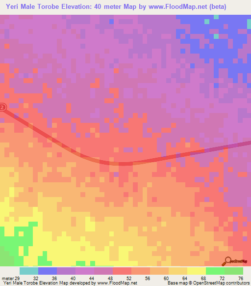 Yeri Male Torobe,Senegal Elevation Map