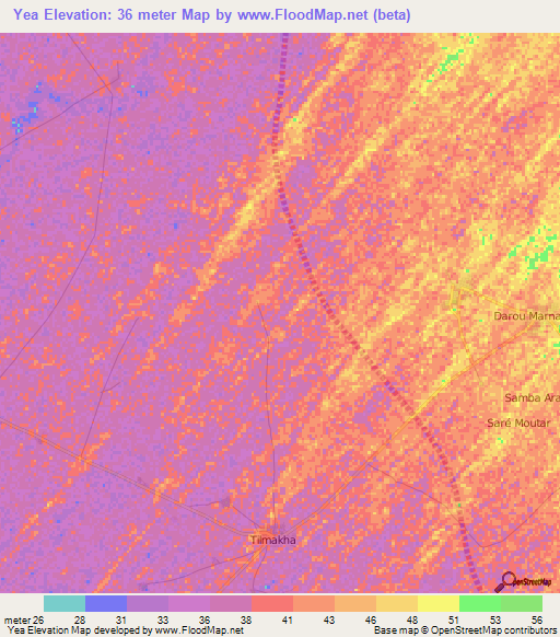 Yea,Senegal Elevation Map
