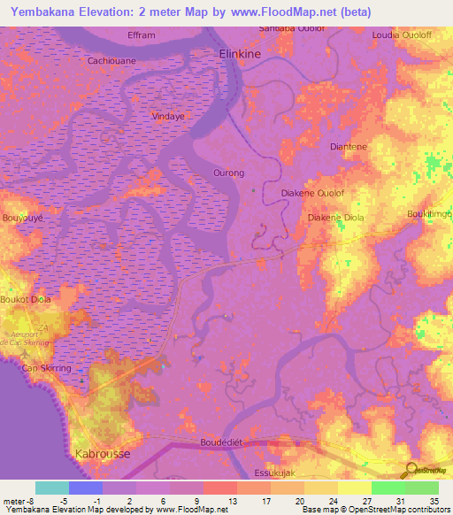 Yembakana,Senegal Elevation Map