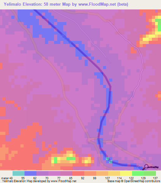 Yelimalo,Senegal Elevation Map