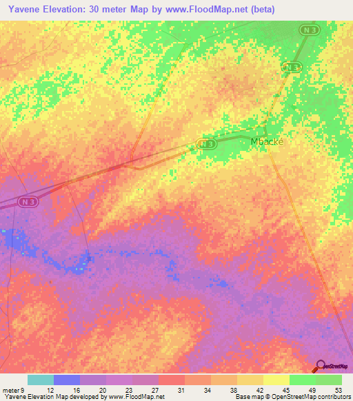 Yavene,Senegal Elevation Map